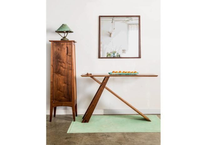 Wedge Tapered Mirror & Cattail Cabinet